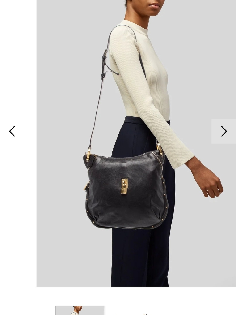 Marc Jacobs Black Leather Shoulder Bag with Gold Hardware